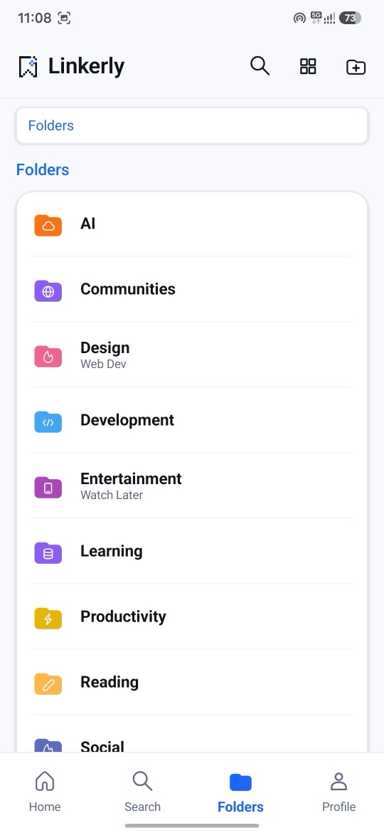 Linkerly colour-coded folders
